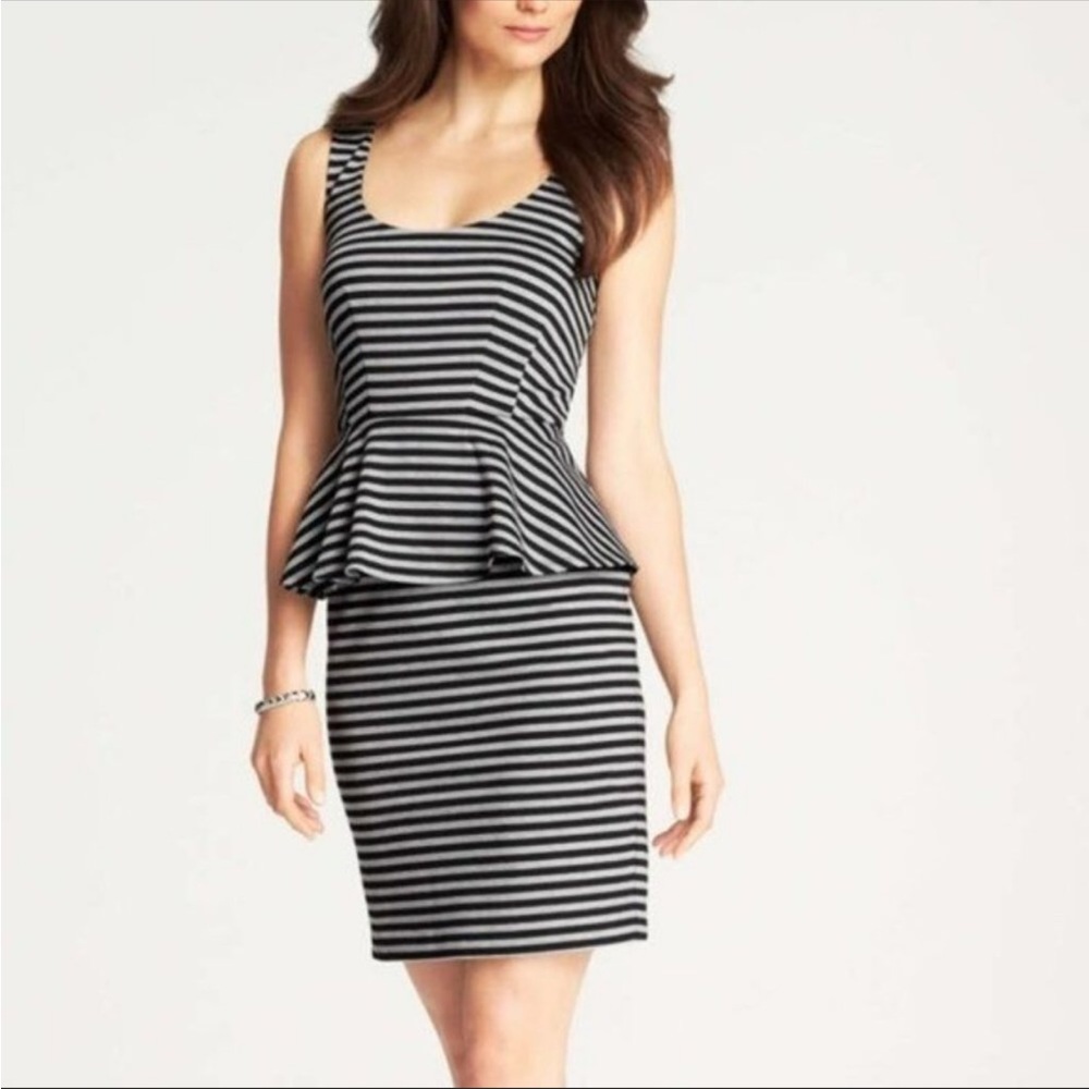 Ann Taylor Size 4 Black and Gray Striped Dress NWT